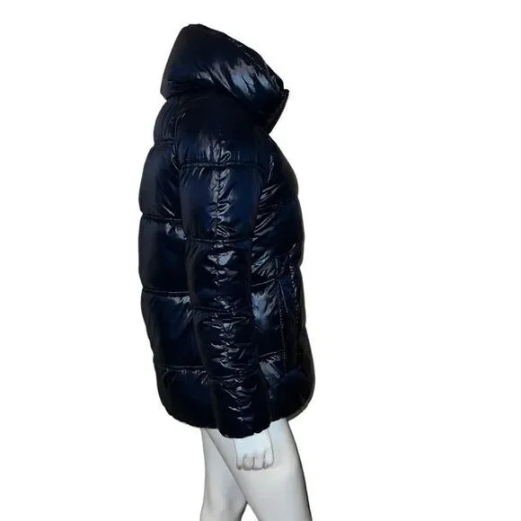 Kenneth Cole Hidden-Hood Quilted Puffer Coat Sapphire Blue Small New - Picture 5 of 9